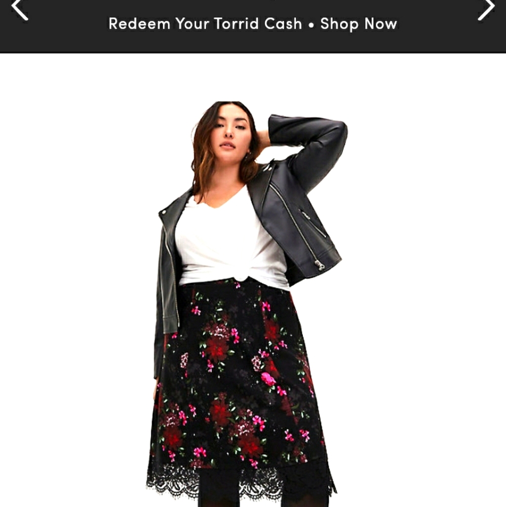 Torrid floral ponte lace midi skirt